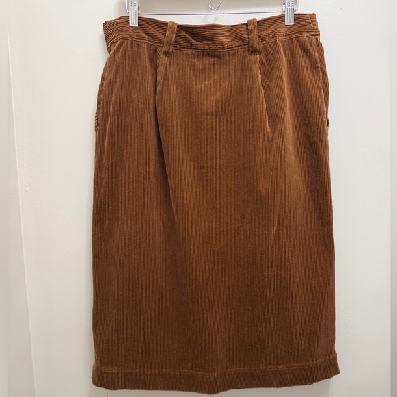 Sezane Clarine Midi Corduroy Skirt Organic Cotton in Caramel Brown EU 46 US 14 - Picture 4 of 8